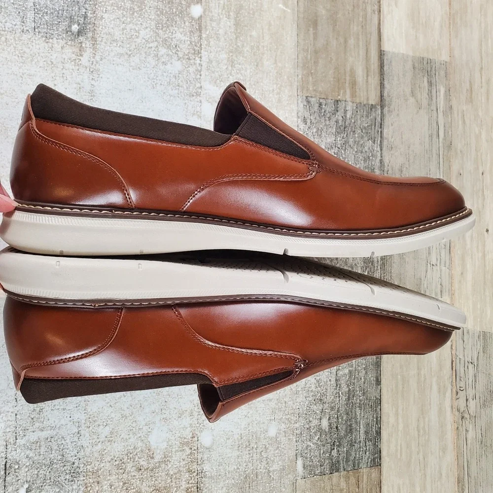 Nunn Bush Chase Mens Loafers Sz 11.5 M Cognac Moccasin Toe Slip-On Lightweight